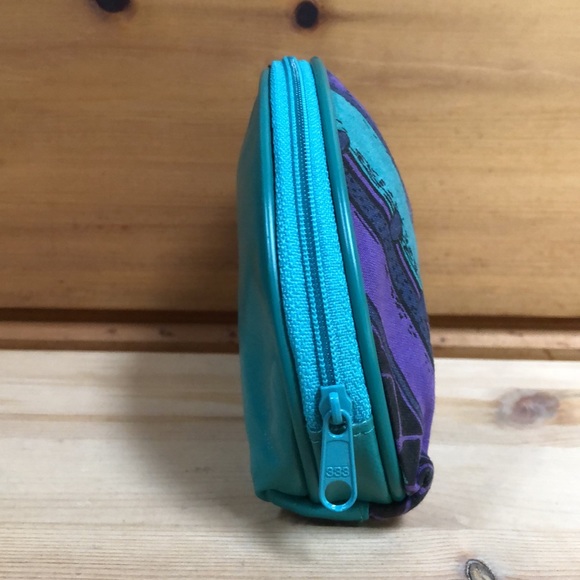 Vintage Geometric 80’s Style Makeup Pouch Mirror Lipstick Carrier Hand Bag - Picture 3 of 10